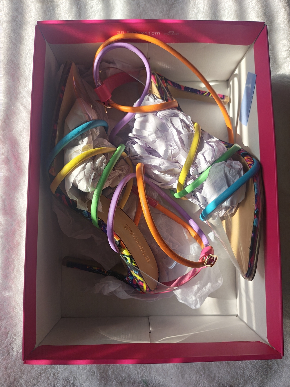 Shoe Dazzle Rainbow Multistrap Stiletto Sandal - Picture 2 of 5